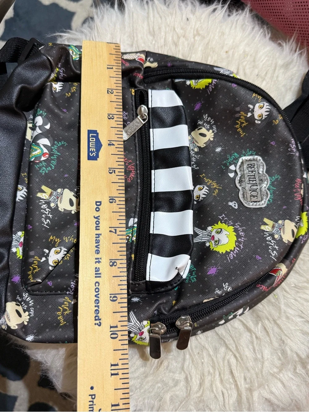 Beetlejuice Black Graphic Mini Backpack|Halloween black bag